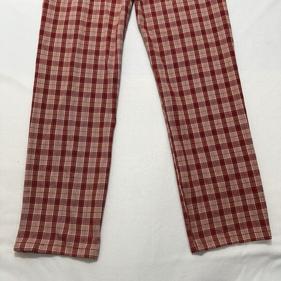 Brandy Melville Women's One Size Red Plaid Check High Rise Tilden Pants MW760 - Picture 9 of 13